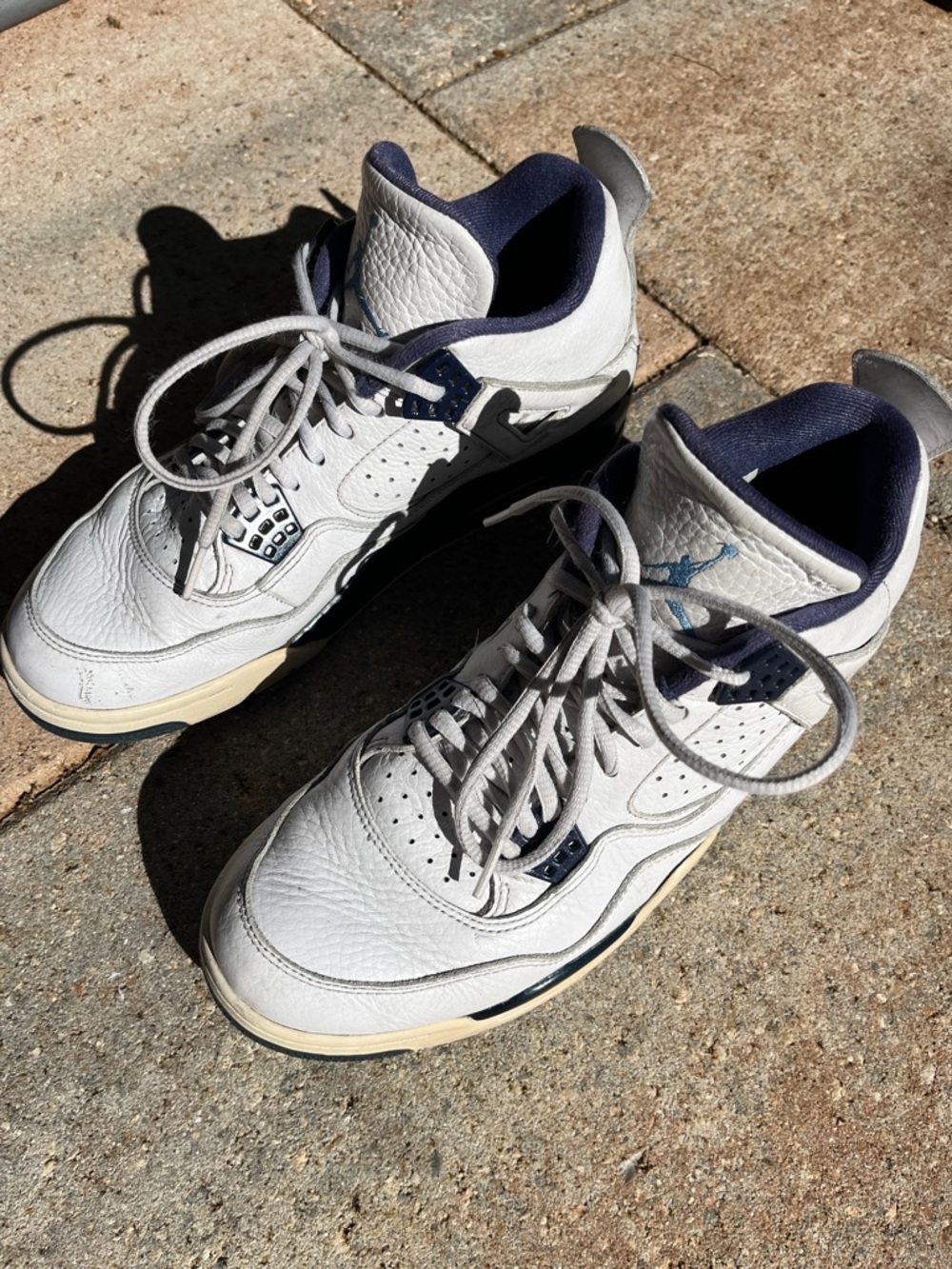 Jordan White and Navy Low-Top Basketball Sneakers